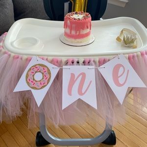 Donut High Chair Tutu Banner 1st Birthday